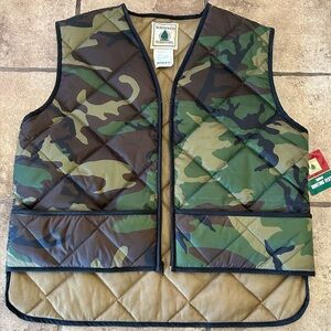 Northwest Territory Vest Mens Large Green Camo Utility Vintage Quilted Hunting